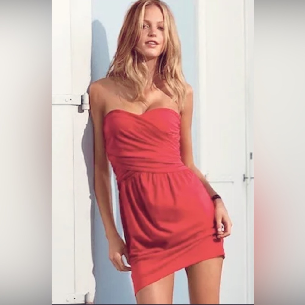 Victoria's Secret Strapless Coral built in bra dress